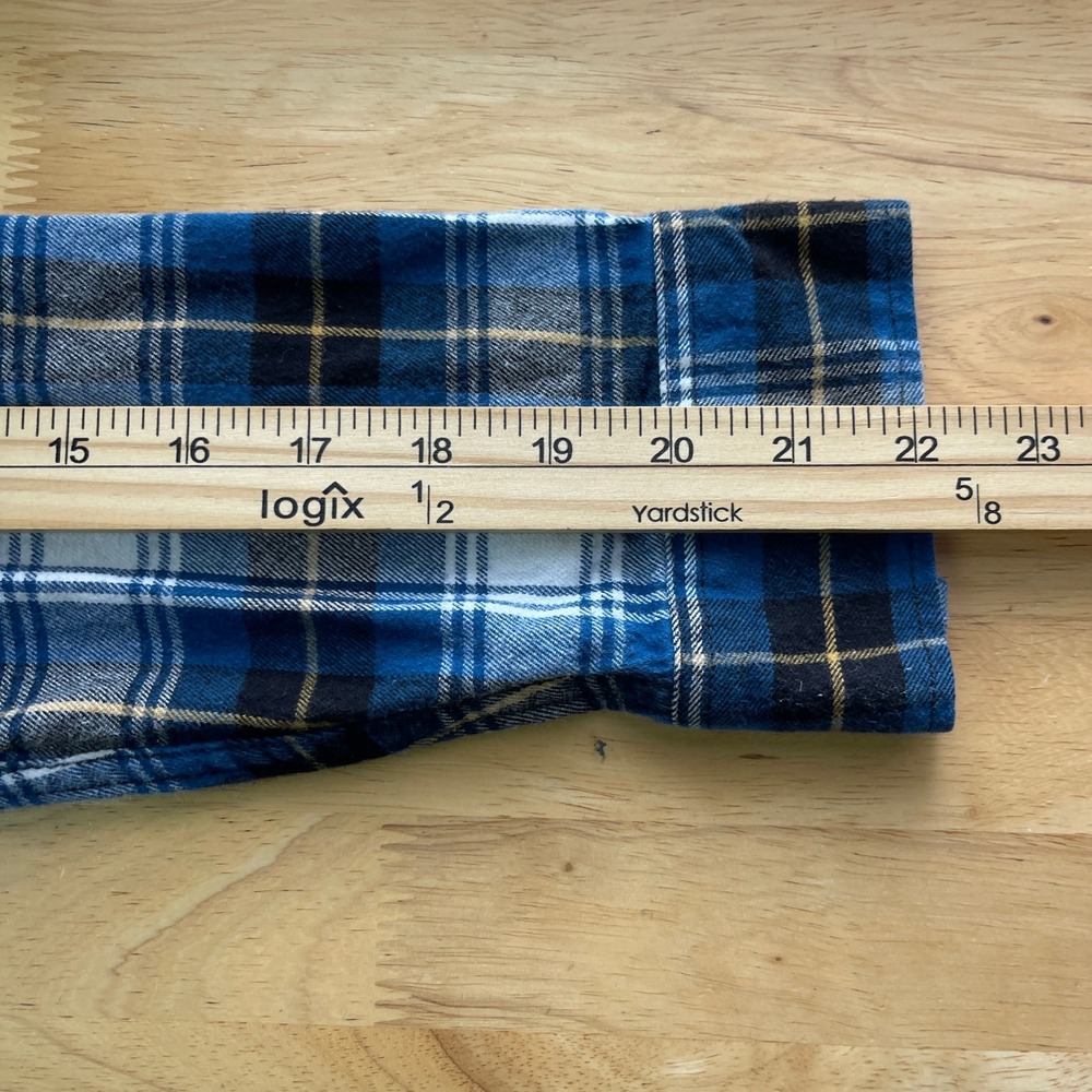 Eddie Bauer Field Flannel Shirt Mens M 100% Cotton Blue Plaid Button Down Soft - Picture 6 of 10